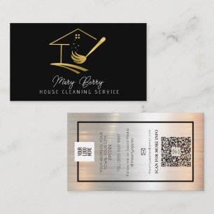House Cleaning Maid Service Gold Mop Logo Business Card