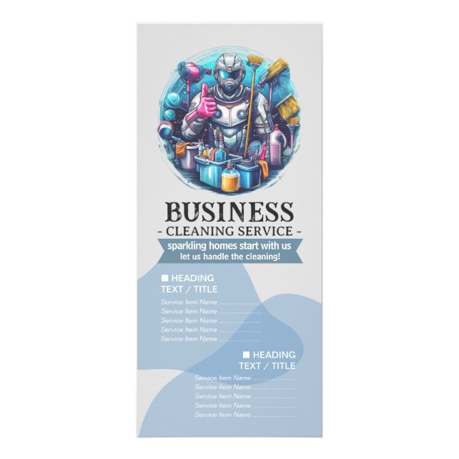 House Cleaning Maid Service Housekeeping Price Rack Card (Front)