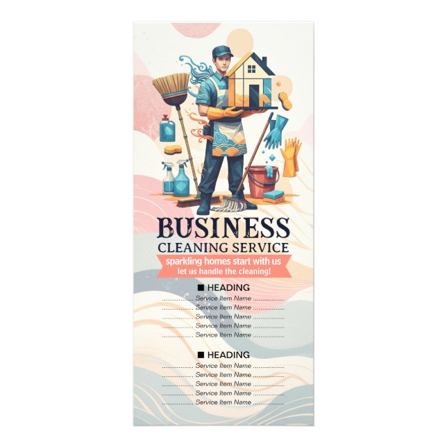 House Cleaning Maid Service Housekeeping Price Rack Card (Front)