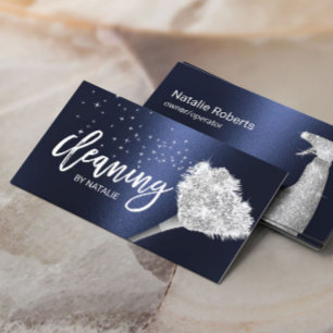 House Cleaning Maid Service Modern Navy Blue Business Card