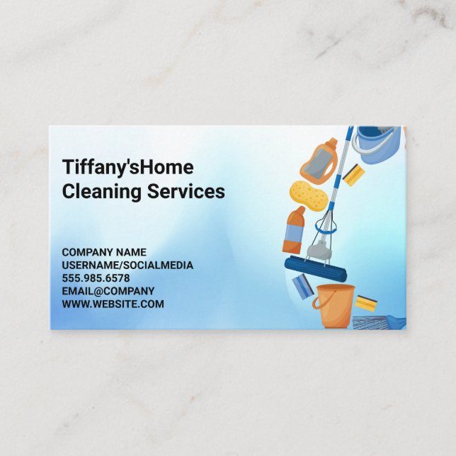House Cleaning Maid Tools Business Card (Front)