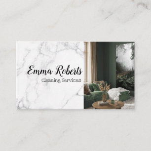 House Cleaning Modern Black Green Maid Business Card