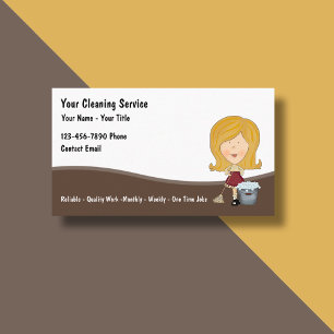 House Cleaning Modern Housemaid Business Cards