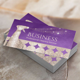  House Cleaning Modern Purple & Gold Maid Service Business Card