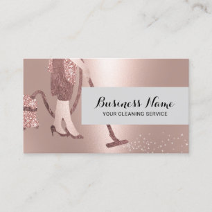 House Cleaning Modern Rose Gold Maid Service Business Card