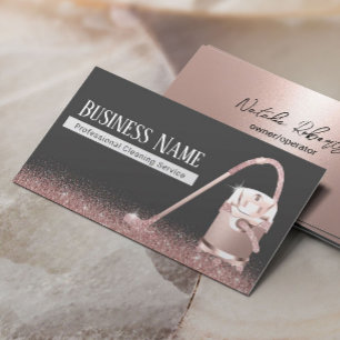 House Cleaning Modern Rose Gold Vacuum Cleaner Business Card