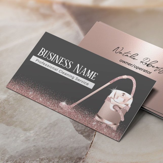 House Cleaning Modern Rose Gold Vacuum Cleaner Business Card (Creator Uploaded)