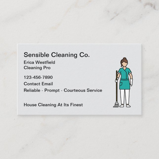 House Cleaning Modern Simple Business Card (Front)