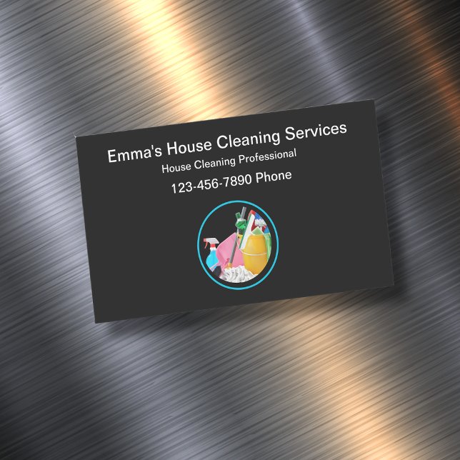 House Cleaning Modern Simple Design Magnetic Business Card (Creator Uploaded)