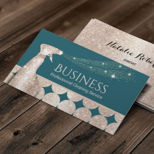  House Cleaning Modern Teal & Gold Maid Service Business Card