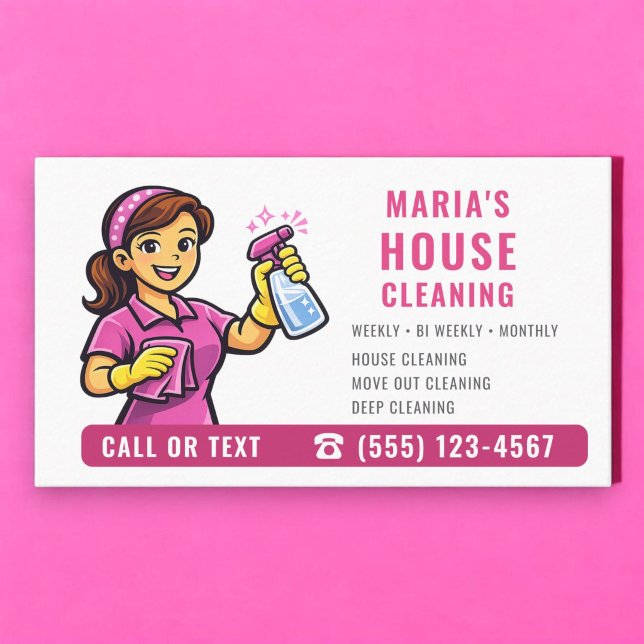 House Cleaning Pink Business Card (Creator Uploaded)