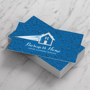 House Cleaning Pressure Washing Blue Cleaning Business Card