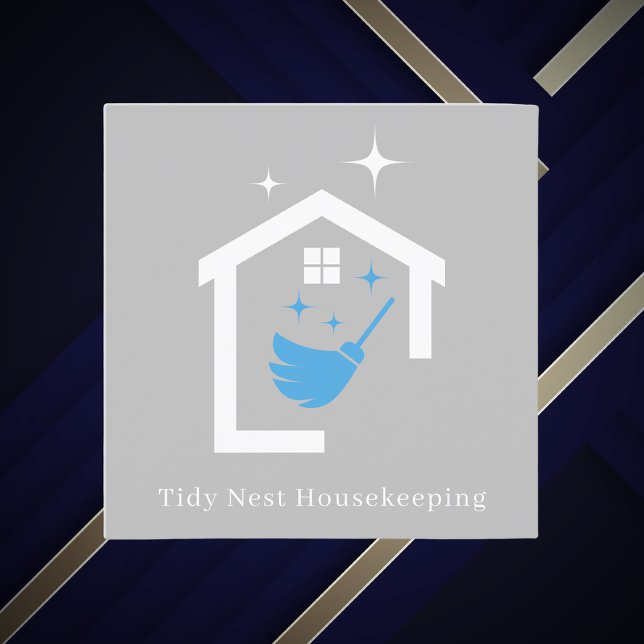 House Cleaning Retro Modern Housekeeping Square Business Card (Creator Uploaded)