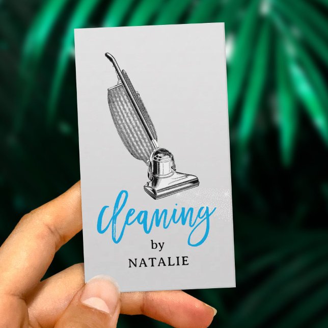 House Cleaning Retro Vacuum Cleaner Typography Business Card (Creator Uploaded)