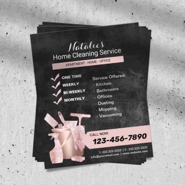 House Cleaning Rose Gold Chalkboard Housekeeping  Flyer (Creator Uploaded)