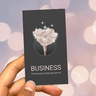 House Cleaning Rose Gold Feather Duster Dark Grey Business Card