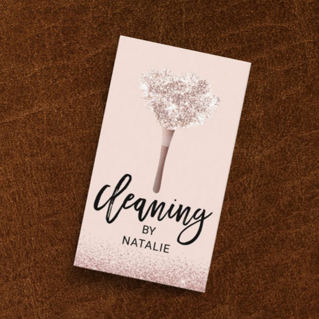 House Cleaning Rose Gold Glitter Housekeeping Business Card (Creator Uploaded)