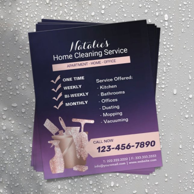 House Cleaning Rose Gold & Purple Housekeeping Flyer (Creator Uploaded)
