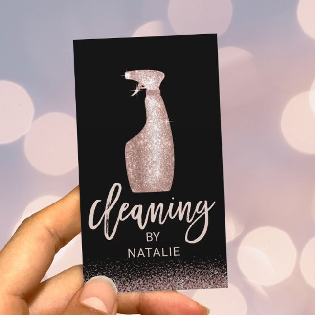 House Cleaning Rose Gold Typography House Keeping Business Card (Creator Uploaded)