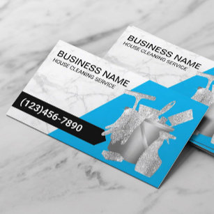 House Cleaning Service Auto Detailing Blue Marble  Business Card