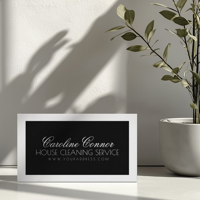 House Cleaning Service Black & White Bold Card (Perfect for business)