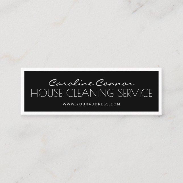 House Cleaning Service Black & White Bordered Card (Front)