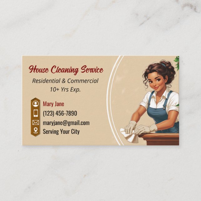 House Cleaning Service Business Cards (Front)