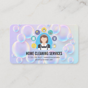 House Cleaning Service   Cleaning Icons Business Card