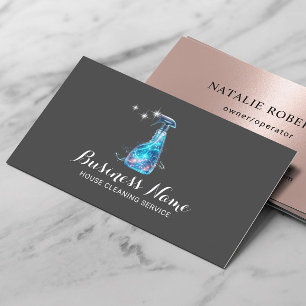 House Cleaning Service Glowing Cleaner Rose Gold Business Card