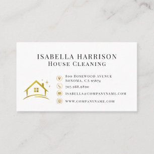 House Cleaning Service Gold Logo Business Card