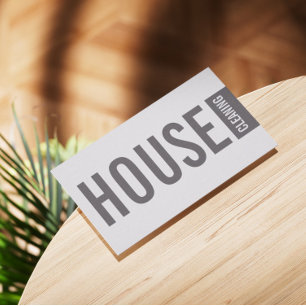 House Cleaning Service Grey Bold Lettering Business Card