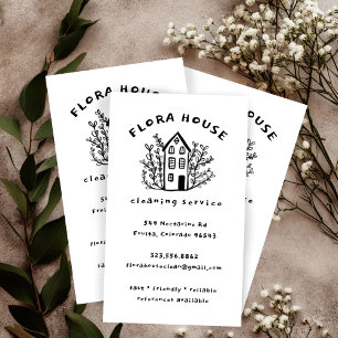 House Cleaning Service Home Hand Drawn Logo Business Card
