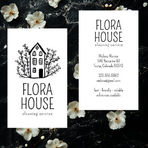 House Cleaning Service Home Hand Drawn Logo Business Card