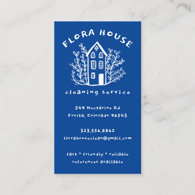 House Cleaning Service Home Hand Drawn Logo  Business Card (Front)