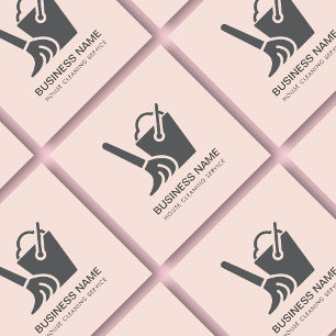 House Cleaning Service Logo Blush Pink Square Business Card
