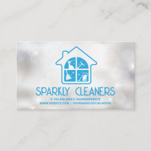 House Cleaning Service Logo   Sparkles  Business Card
