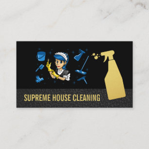 House Cleaning Service   Maid Spray Bottle Business Card