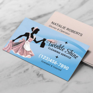 House Cleaning Service Modern Blue Curves Business Card