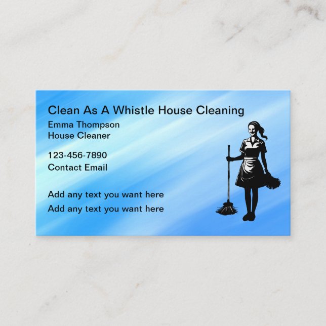 House Cleaning Service Modern Business Cards  (Front)