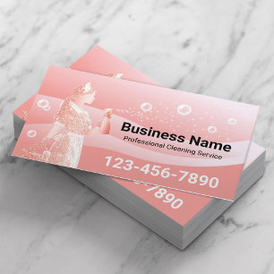 House Cleaning Service Modern Pastel Maid Business Card