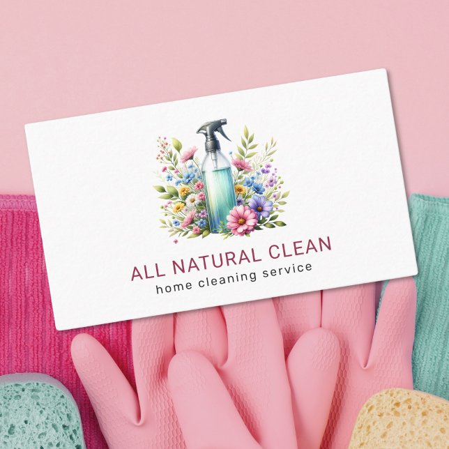 House Cleaning Service Natural Floral Business Card (Creator Uploaded)