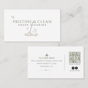 House Cleaning Service QR Code Business Card
