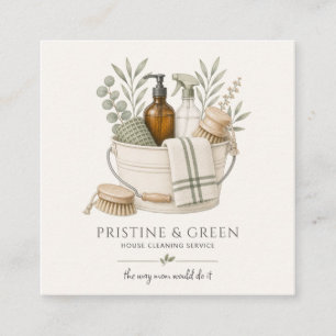 House Cleaning Service QR Code Square Business Card