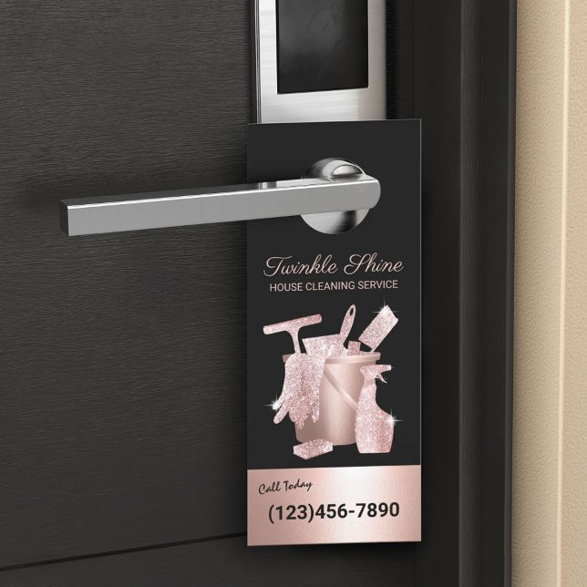 House Cleaning Service Rose Gold Housekeeping Door Hanger (Creator Uploaded)