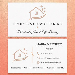 House Cleaning Service Rose Gold White  Business Card