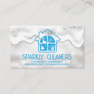 House Cleaning Service   Sparkles   Soap Bubbles Business Card