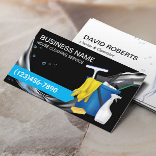 House Cleaning Service Water Flows Black Business Card