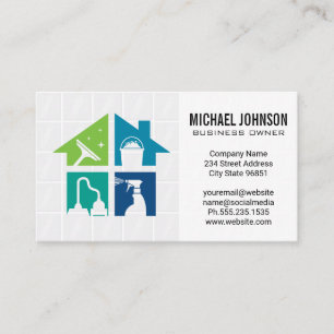 House Cleaning Services   Bathroom Tiles Business Card