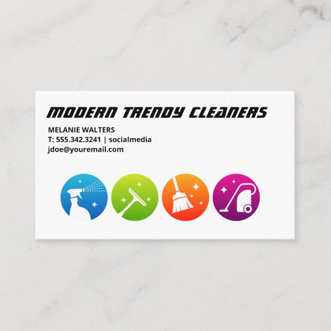 House Cleaning Services | Clean Icons Business Card (Front)