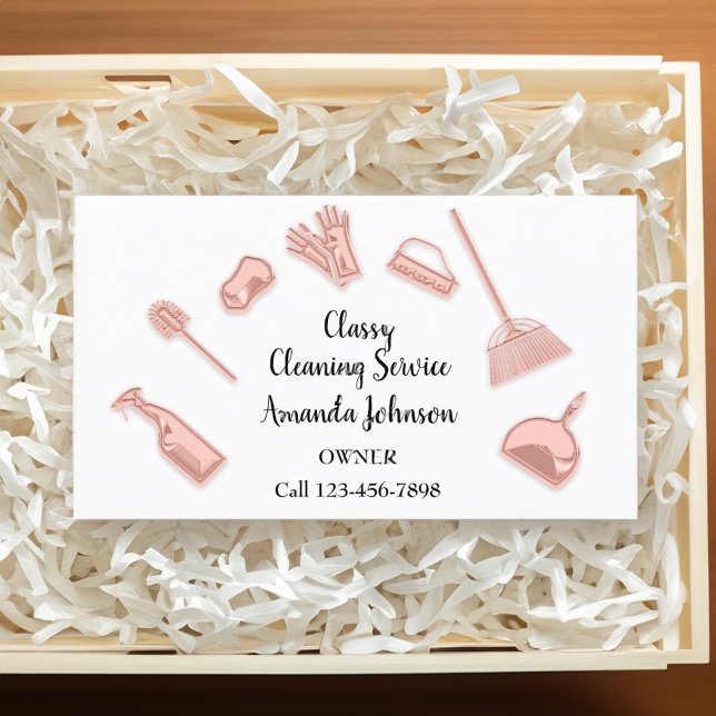 House Cleaning Services Gold Logo Maid White Business Card (House Cleaning Services Gold Logo Maid White Business Card)